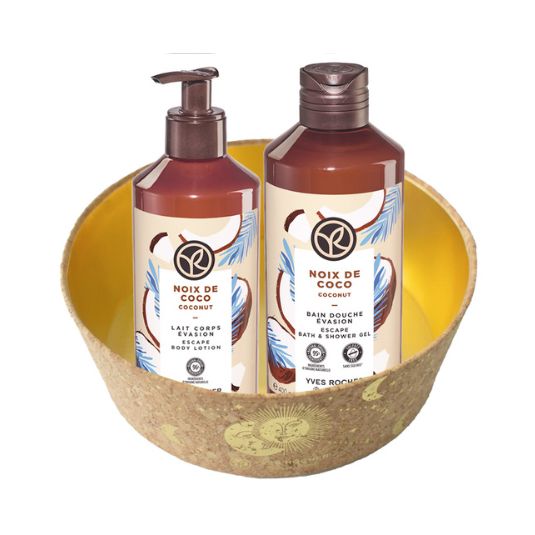 SET SHOWER GEL COCO+BODY LOTION COCONUT 390ML + BASKET
