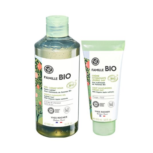 SET BIO GEL LIMPIADOR SUAVE PARA CABELLO Y CUERPO 390ML + CREMA BIO ROSTRO